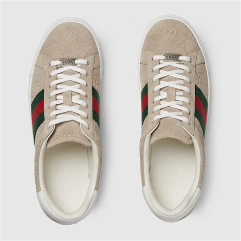 Men's Gucci Ace sneaker with Web in oatmeal GG 